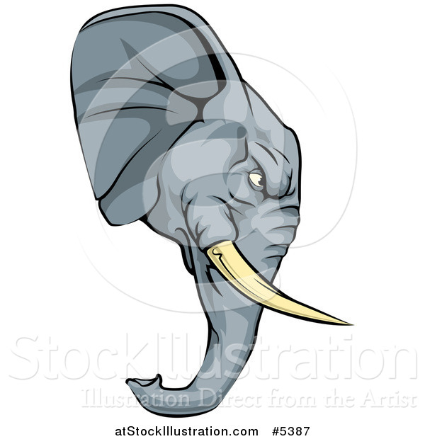Vector Illustration of a Tough Elephant Mascot Head in Profile