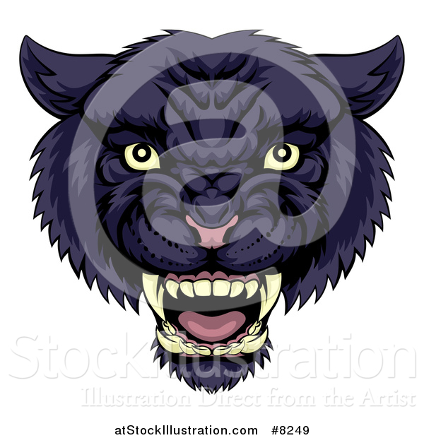 Vector Illustration of a Tough Roaring Black Panther Mascot Head