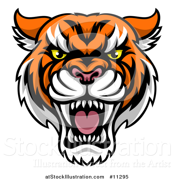 Vector Illustration of a Tough Tiger Mascot Face