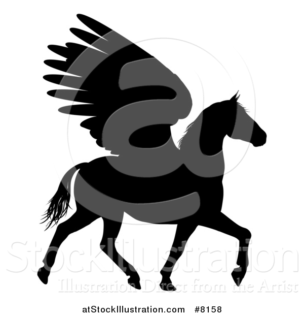 Vector Illustration of a Trotting Winged Pegasus Horse