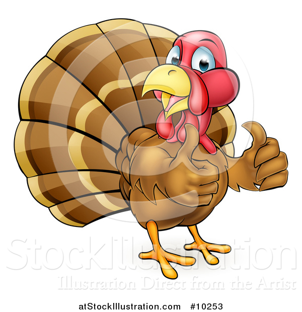 Vector Illustration of a Turkey Bird Giving Two Thumbs up