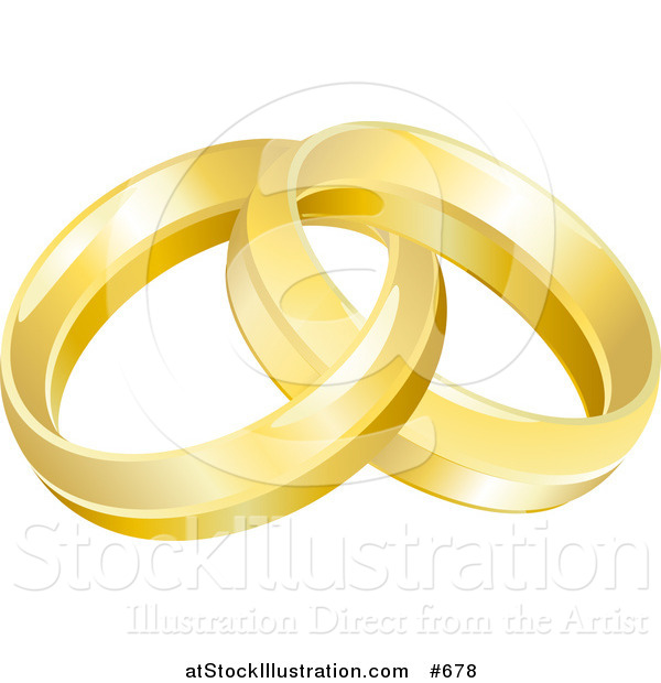 Vector Illustration of a Two Entwined Golden Wedding Rings