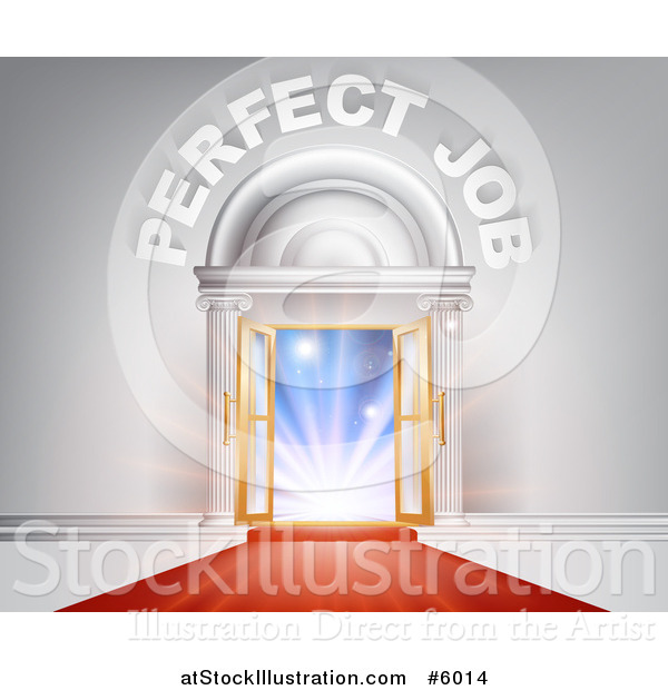 Vector Illustration of a Venue Entrance with Perfect Job Text and Red Carpet