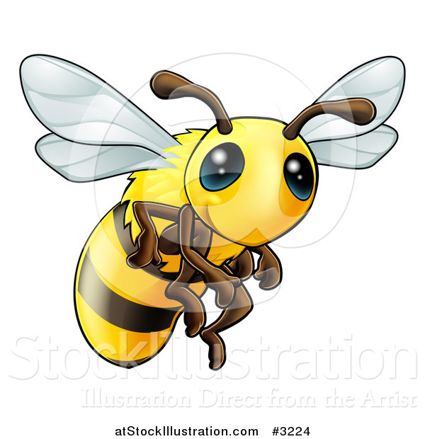 Vector Illustration of a Very Cute Bee with Big Eyes