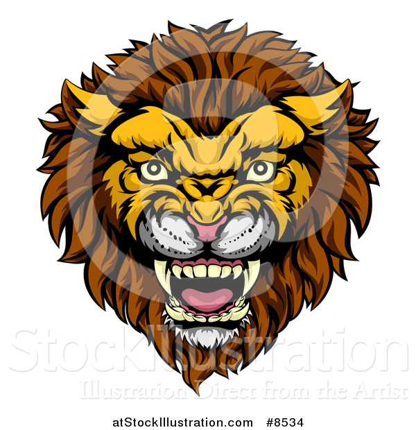 Vector Illustration of a Vicious Male Lion Mascot Head