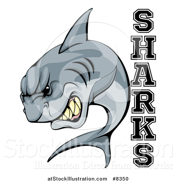 Vector Illustration of a Vicious Shark Mascot Attacking with Text