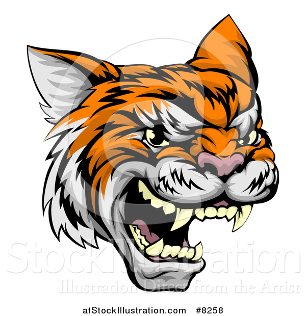 Vector Illustration of a Vicious Tiger Mascot Face