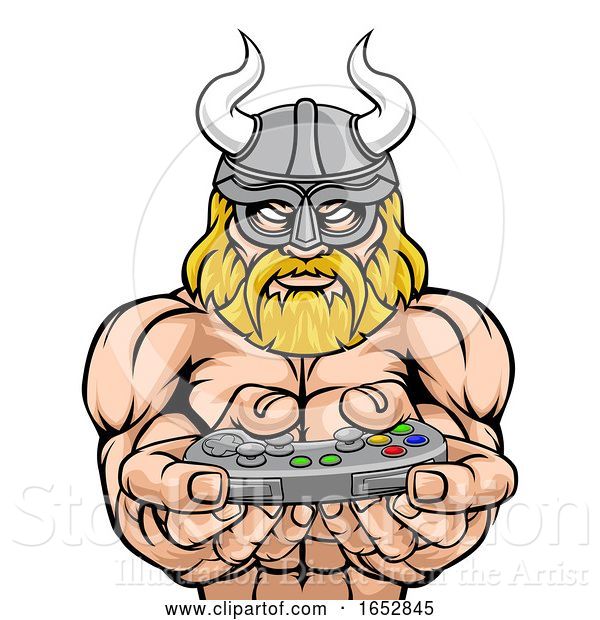 Vector Illustration of a Viking Warrior Gladiator Sports Mascot