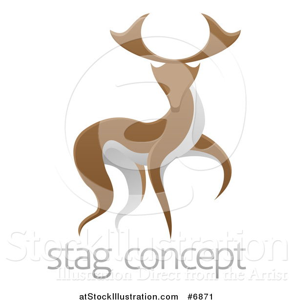Vector Illustration of a Walking Brown and White Stag Deer Buck over Sample Text