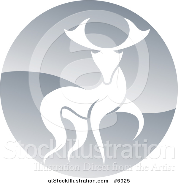 Vector Illustration of a Walking Stag Deer Buck in a Shiny Silver Circle