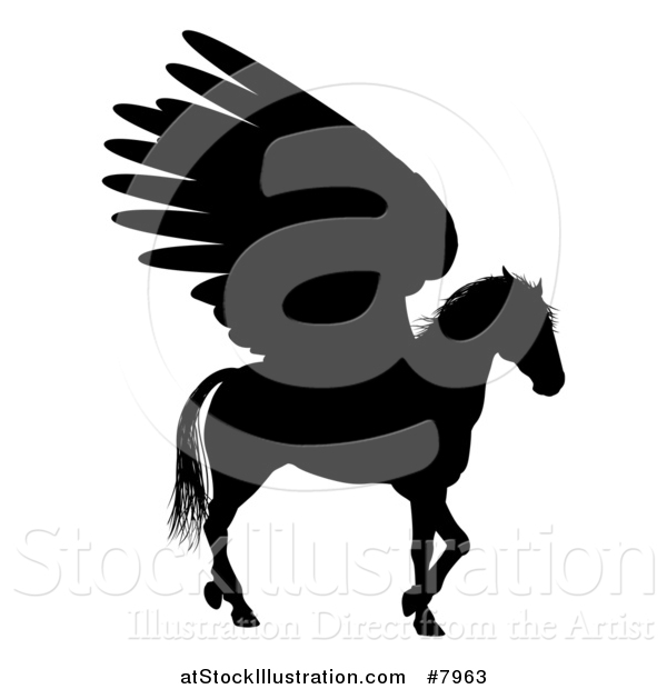 Vector Illustration of a Walking Winged Pegasus Horse