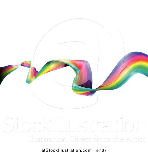 Vector Illustration of a Waving and Twisting Colorful Rainbow Ribbon