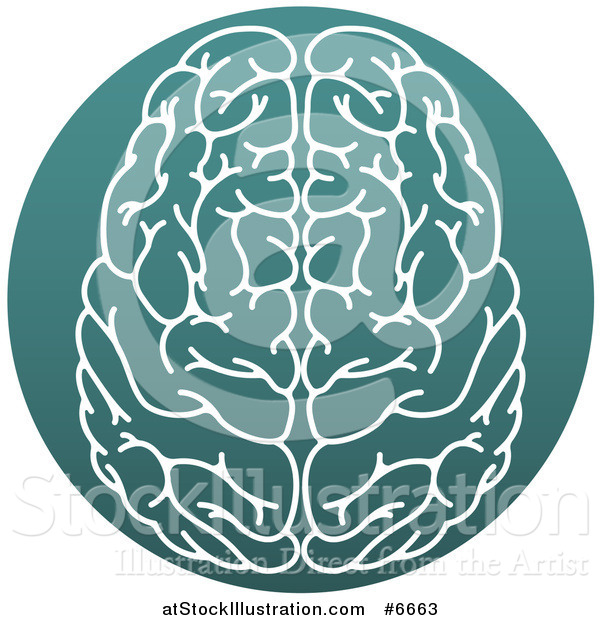 Vector Illustration of a White Human Brain in a Circle
