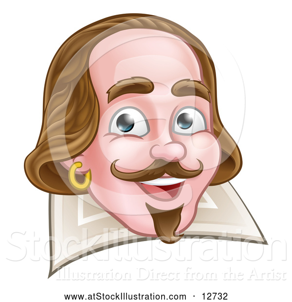 Vector Illustration of a William Shakespeare over a Page
