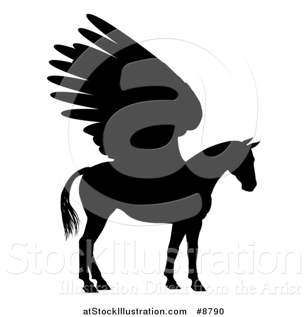 Vector Illustration of a Winged Pegasus Horse in Profile