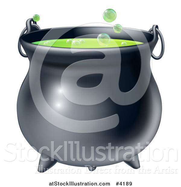 Vector Illustration of a Witch Cauldron with Bubbly Green Brew
