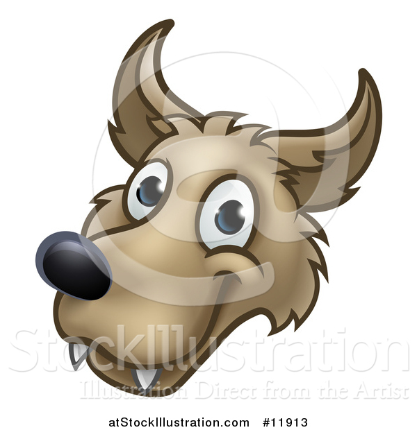 Vector Illustration of a Wolf Face Mascot from the Three Little Pigs Story