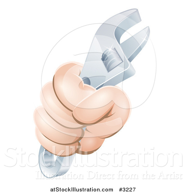 Vector Illustration of a Worker Hand Holding a Wrench