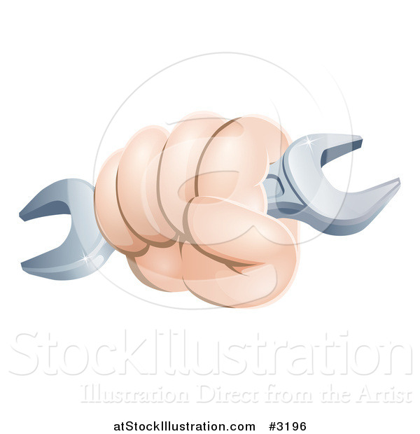 Vector Illustration of a Workers Hand Holding a Wrench