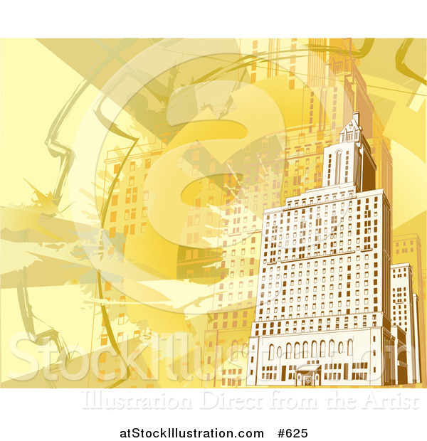Vector Illustration of a Yellow and Orange Toned Building Background