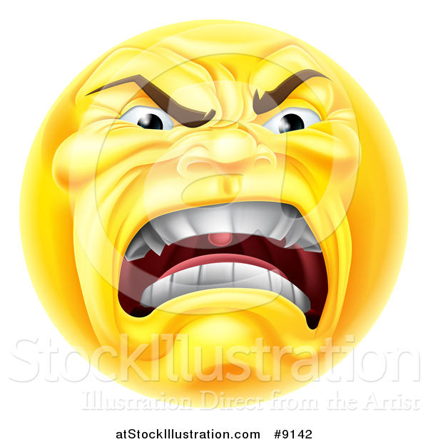 Vector Illustration of a Yellow Angry Screaming Emoji Emoticon Smiley ...