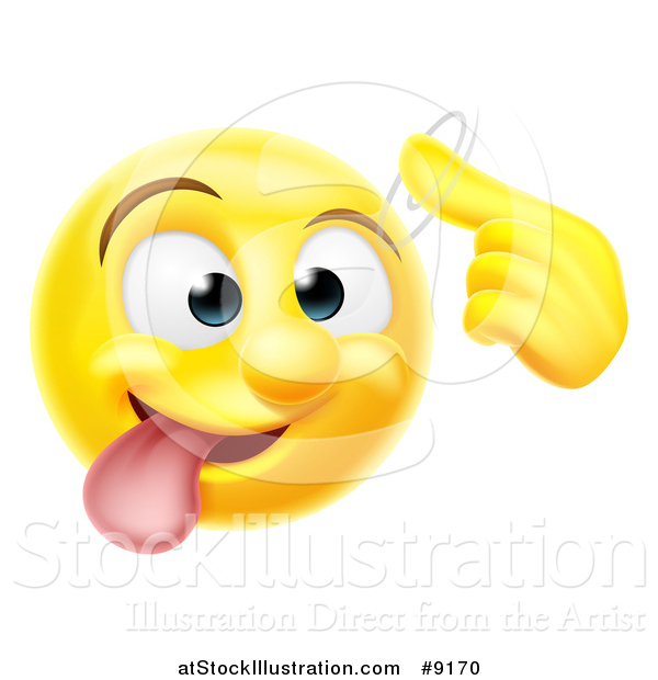 Vector Illustration of a Yellow Emoji Smiley Emoticon Making a Screw Loose Gesture