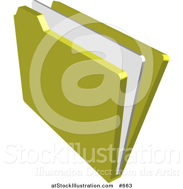 Vector Illustration of a Yellow File Folder with a Document