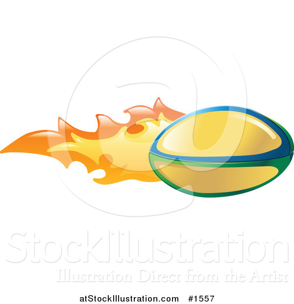 Vector Illustration of a Yellow Rugby Ball on Fire