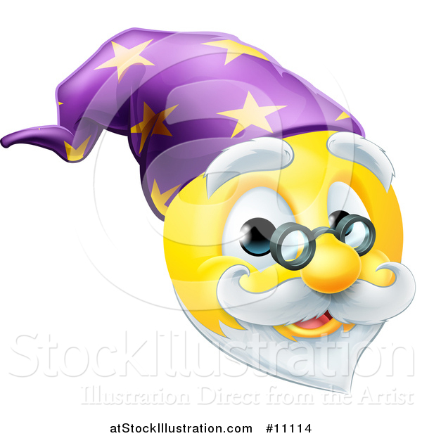 Vector Illustration of a Yellow Wizard Smiley Emoji Emoticon Face