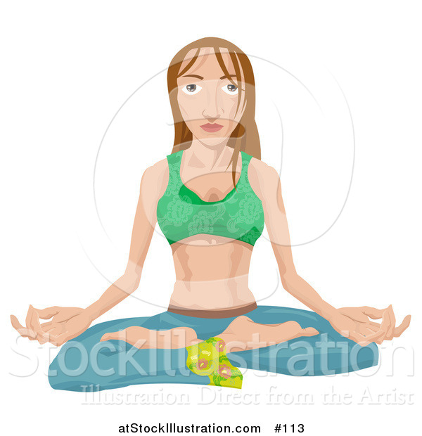 Vector Illustration of a Young Woman Seated in the Lotus Yoga Position
