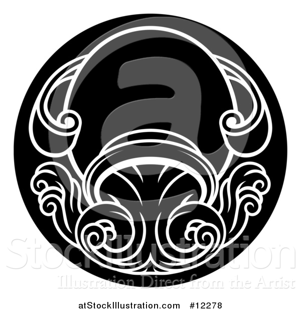 Vector Illustration of a Zodiac Horoscope Astrology Aquarius Circle Design, Black and White