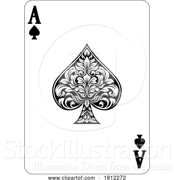 Vector Illustration of Ace of Spades Design from Deck of Playing Cards