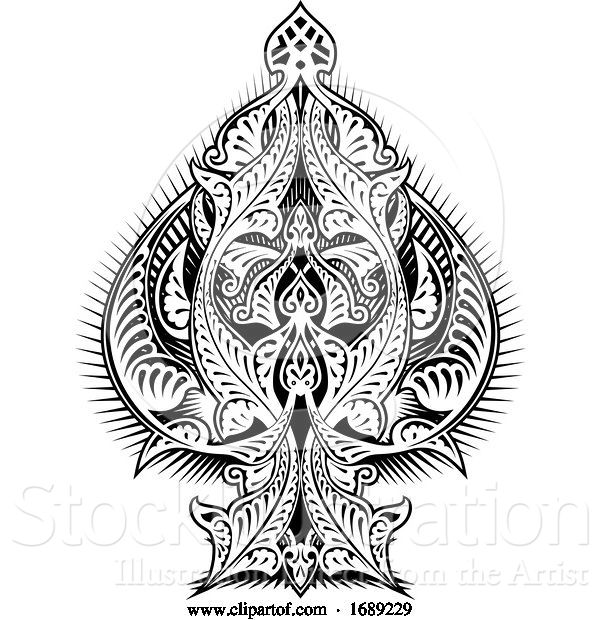 Vector Illustration of Ace of Spades Icon Shape Abstract Pattern