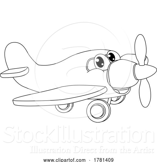 Vector Illustration of Aeroplane Coloring Book Plane Airplane