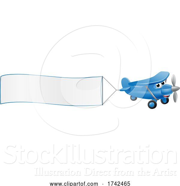 Vector Illustration of Airplane Pulling Banner Character