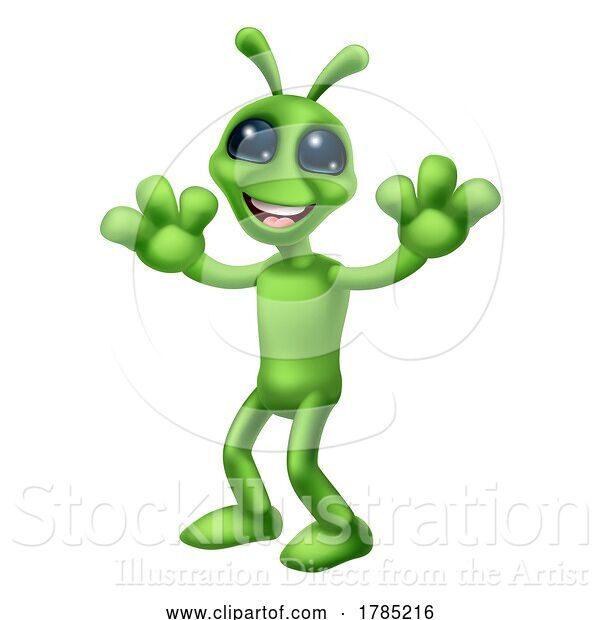 Vector Illustration of Alien Cute Little Green Guy Martian Mascot
