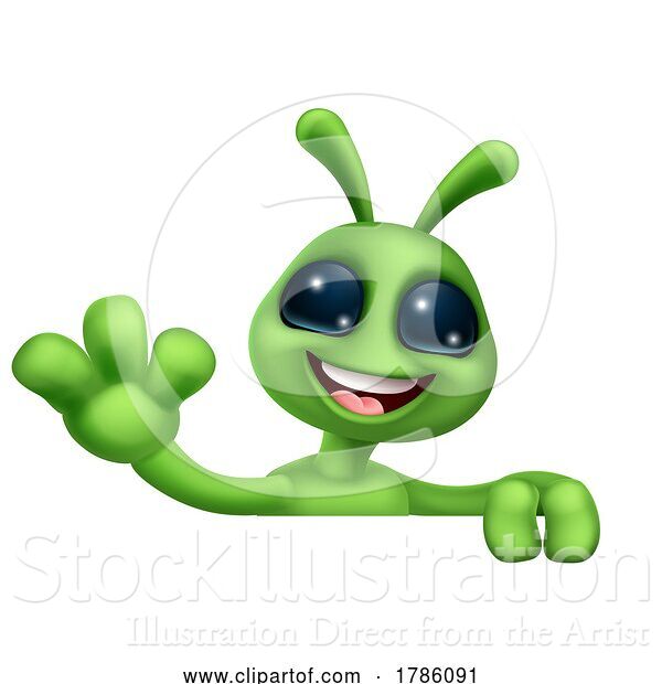 Vector Illustration of Alien Cute Little Green Guy Martian Mascot