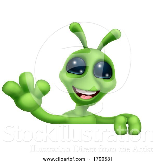 Vector Illustration of Alien Cute Little Green Guy Martian Mascot