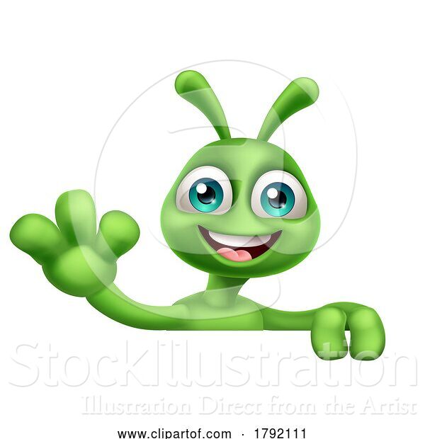 Vector Illustration of Alien Cute Little Green Guy Martian Mascot