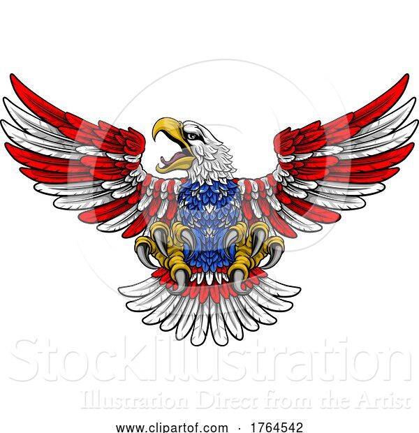 Vector Illustration of American Flag Bald Eagle Mascot Claws