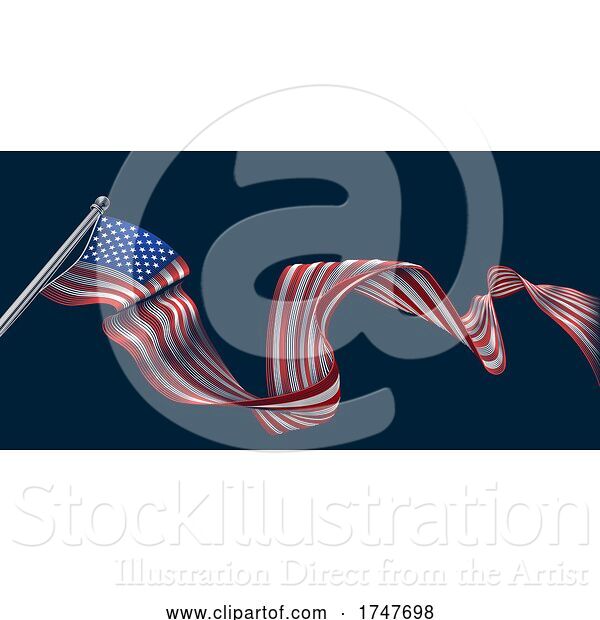 Vector Illustration of American Flag Engraved Vintage Woodcut Style