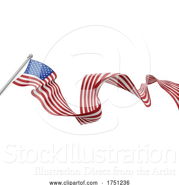 Vector Illustration of American Flag Engraved Vintage Woodcut Style