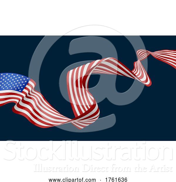 Vector Illustration of American Flag Engraved Vintage Woodcut Style