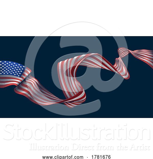 Vector Illustration of American Flag Engraved Vintage Woodcut Style