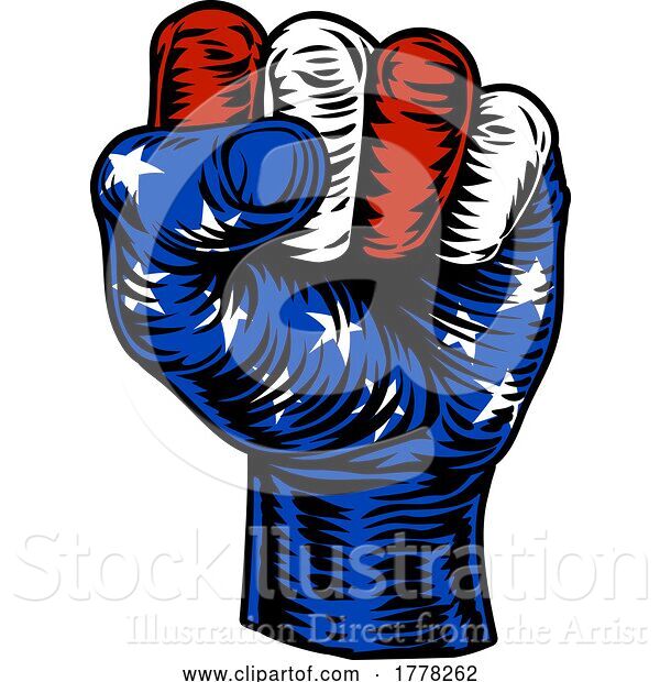 Vector Illustration of American Flag USA Fist Illustration