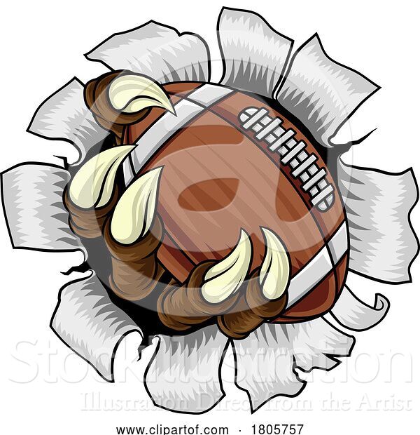 Vector Illustration of American Football Ball Claw Monster Animal Hand