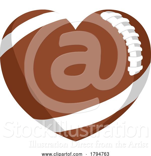 Vector Illustration of American Football Ball Heart Shape Concept