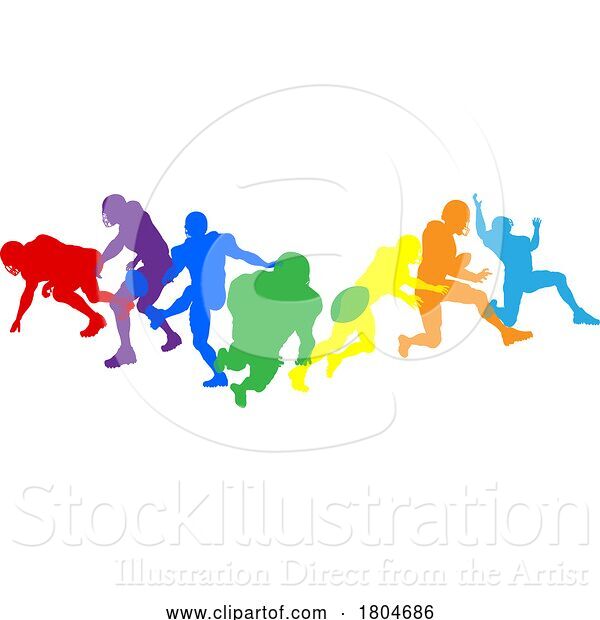 Vector Illustration of American Football Silhouette Player Silhouettes