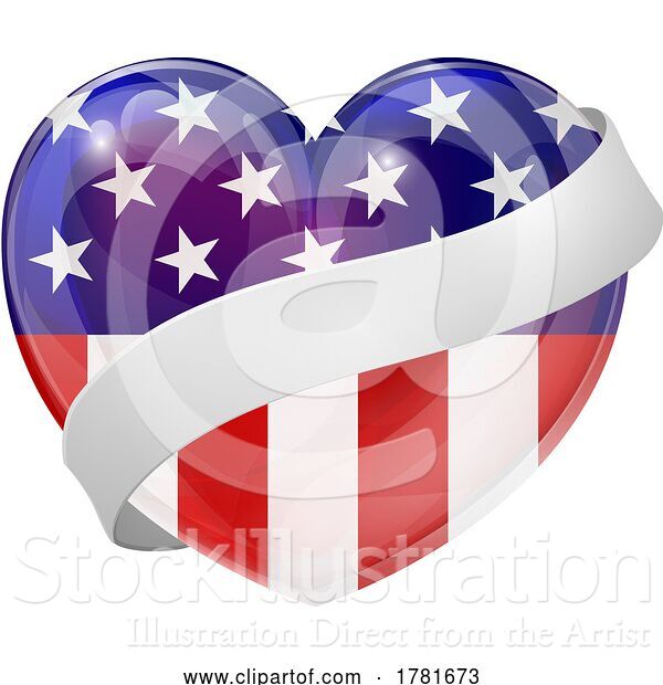 Vector Illustration of American Heart with a Banner