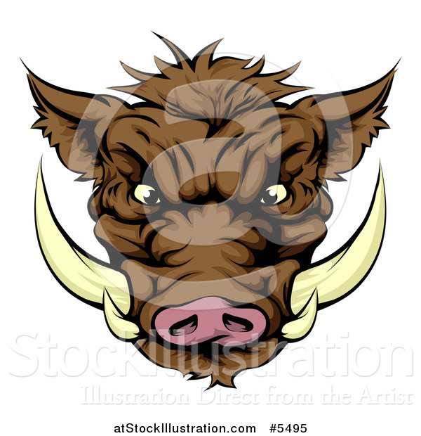 Vector Illustration of an Aggressive Boar Mascot Face